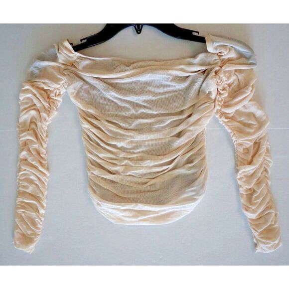 Intimately Free People Sz XS Cream Off The Shoulder Mesh As Is Layering Top - Picture 4 of 5
